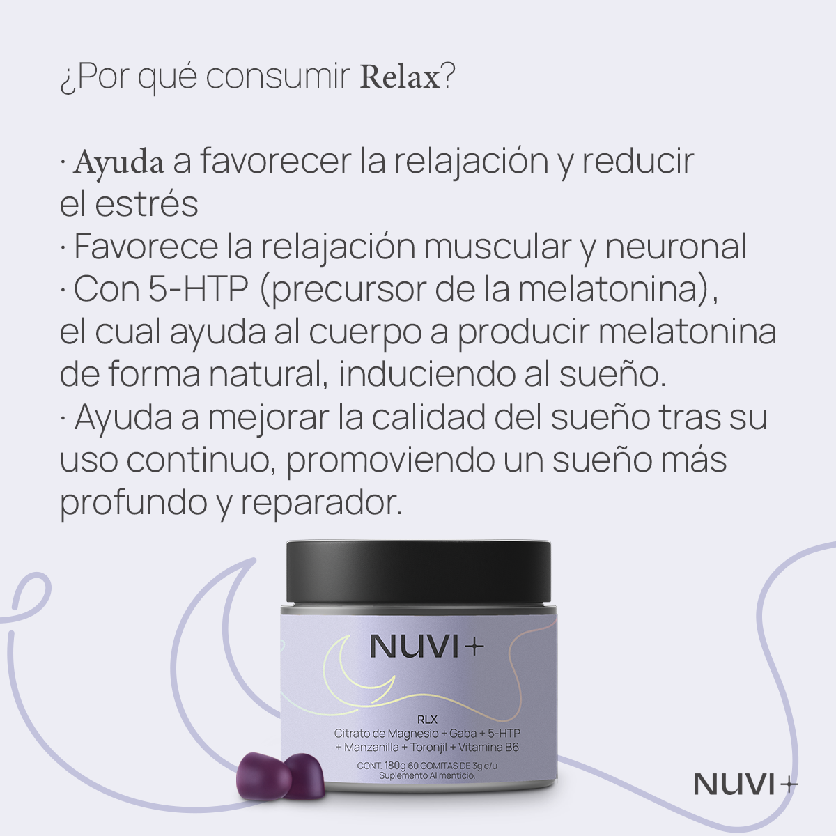 Gomitas RELAX - Citrato de Magnesio + Gaba + 5-HTP + Manzanilla + Toronjil + Vit. B6