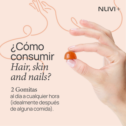 Gomitas HAIR, SKIN & NAILS - Péptidos de Colágeno + Biotina + Ácido Hialurónico + Vit. C