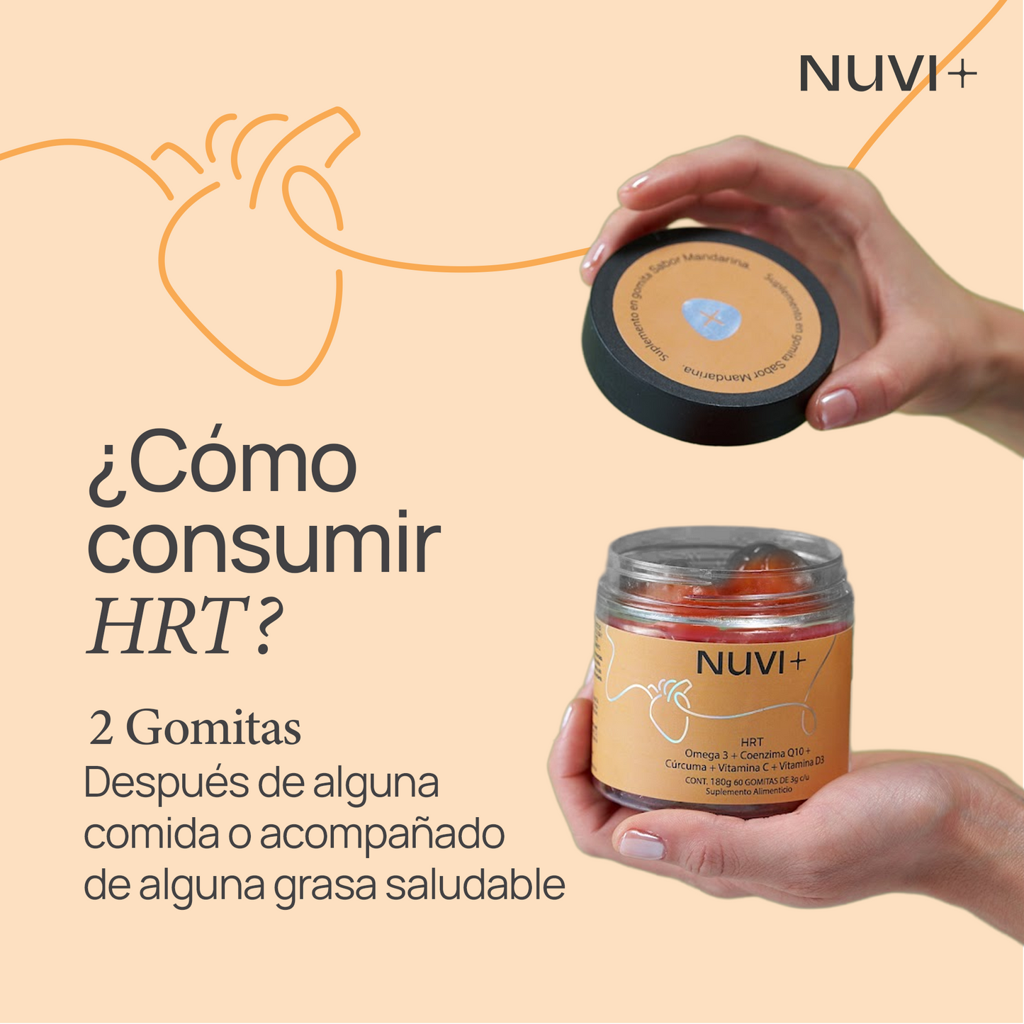 Gomitas HRT - Omega 3 + Coenzima Q10 + Cúrcuma + Vit. C + Vit. D3
