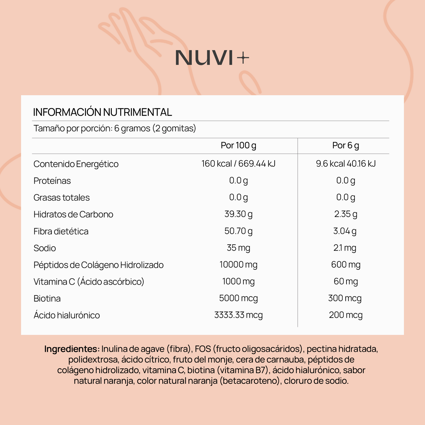 Gomitas HAIR, SKIN & NAILS - Péptidos de Colágeno + Biotina + Ácido Hialurónico + Vit. C