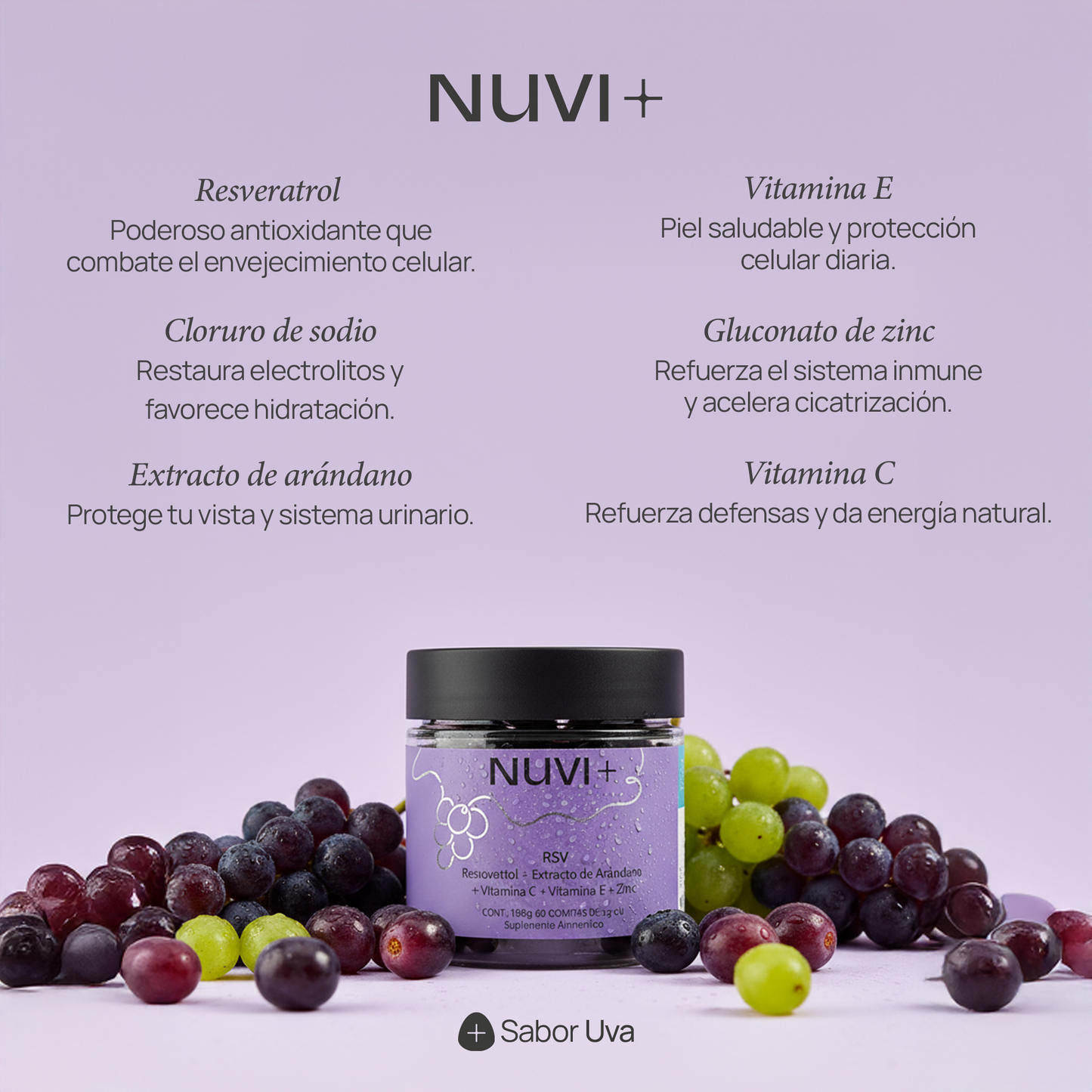 Gomitas RSV - Resveratrol + Extracto de Arándano + Vit. C + Vit. E + Zinc