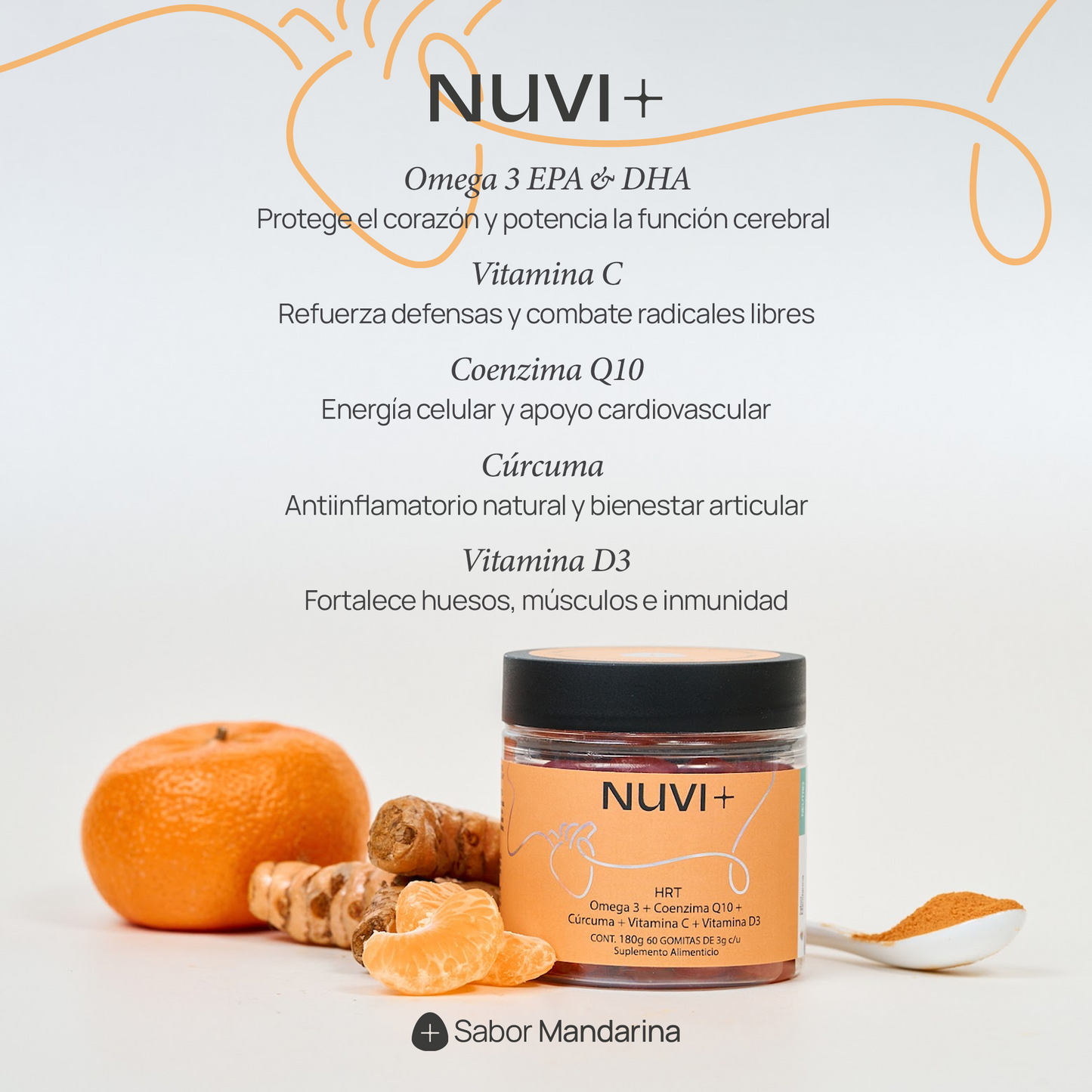 Gomitas HRT - Omega 3 + Coenzima Q10 + Cúrcuma + Vit. C + Vit. D3